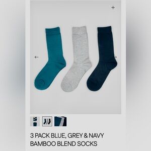 Steel & Jelly British Design Men's Bamboo Blend Socks 3 Set Teal, Gray, and Navy